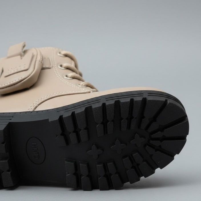 Girls' lace‑up combat boots with mini pouch — Product image: