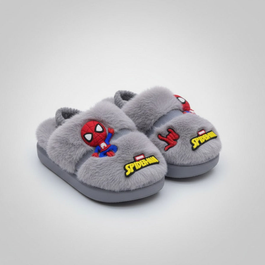 Boys' Fuzzy Spider-Man House Slippers — Product image: