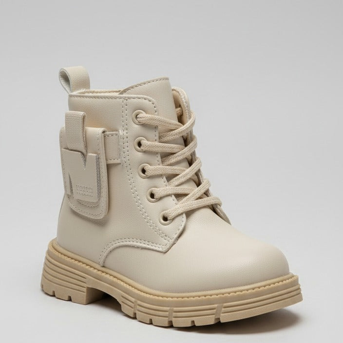 Girls' lace‑up combat boots with mini pouch — Product image: