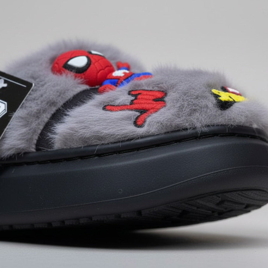 Boys' Fuzzy Spider-Man House Slippers — Product image: