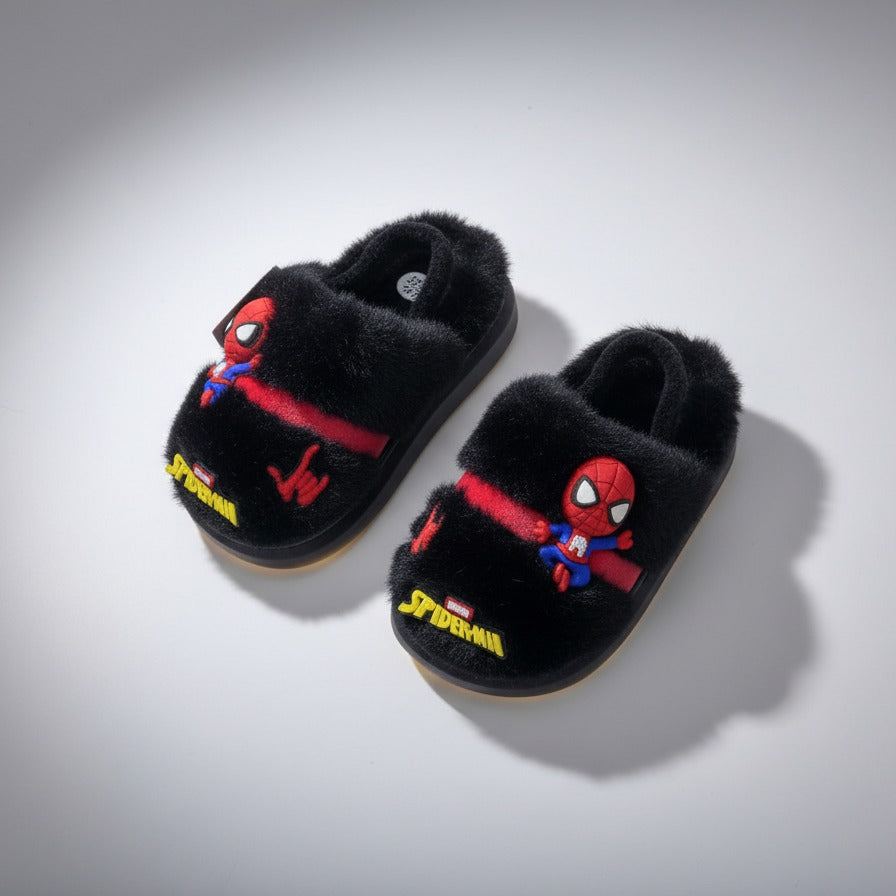 Boys' Fuzzy Spider-Man House Slippers — Product image: