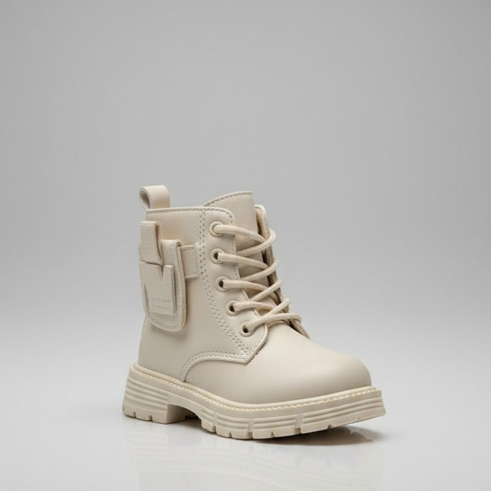 Girls' lace‑up combat boots with mini pouch — Product image: