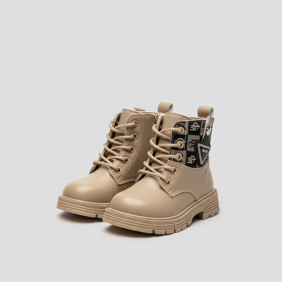 Boys’ lace-up ankle combat boots with chunky sole — Product image: