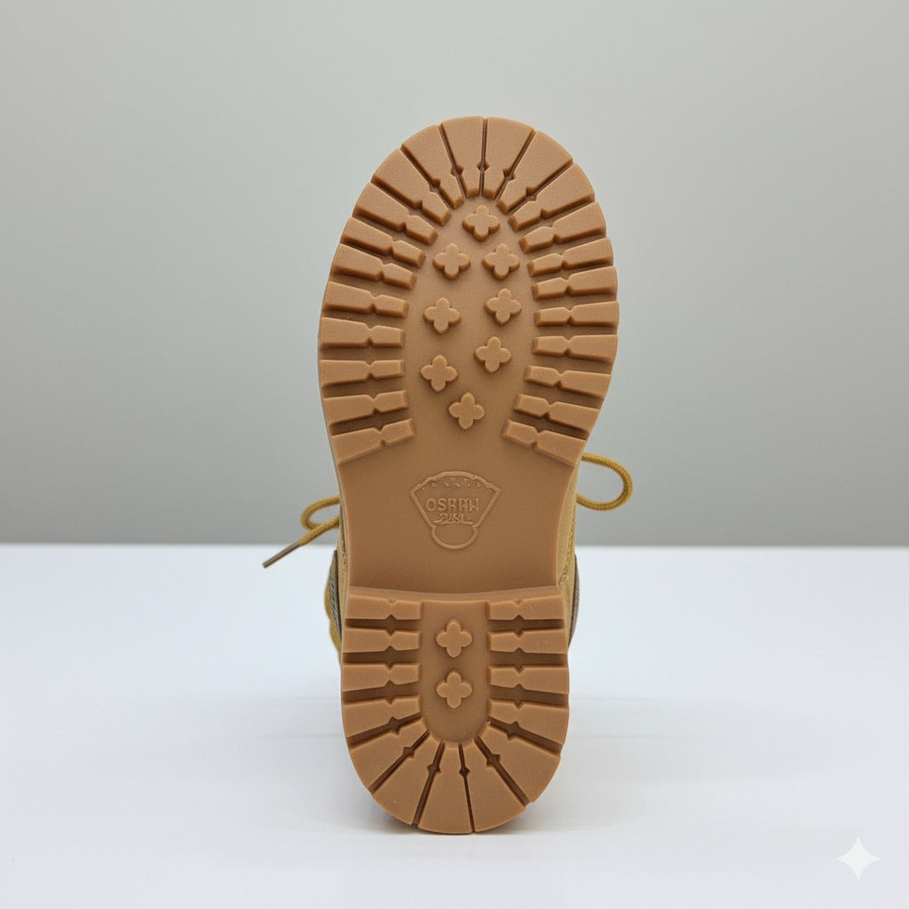 Unisex Kids Lace-Up Ankle Boots with Side Zipper (Lug Sole) — Product image: