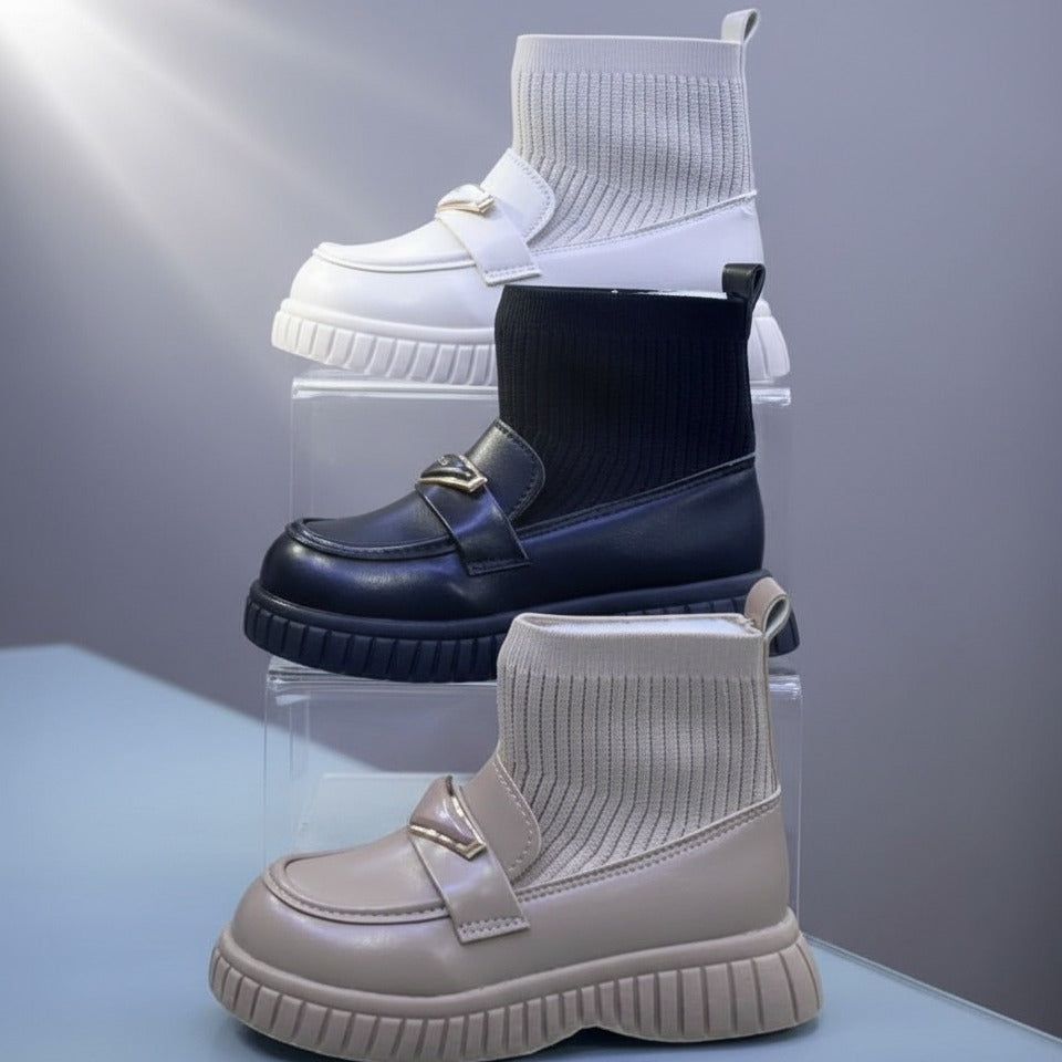 Girls' chunky sock‑loafer boots — Product image: