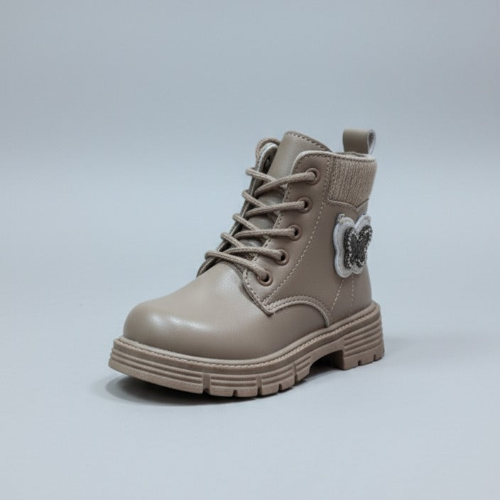 Girls' Lace-Up Butterfly Combat Boots — Product image: