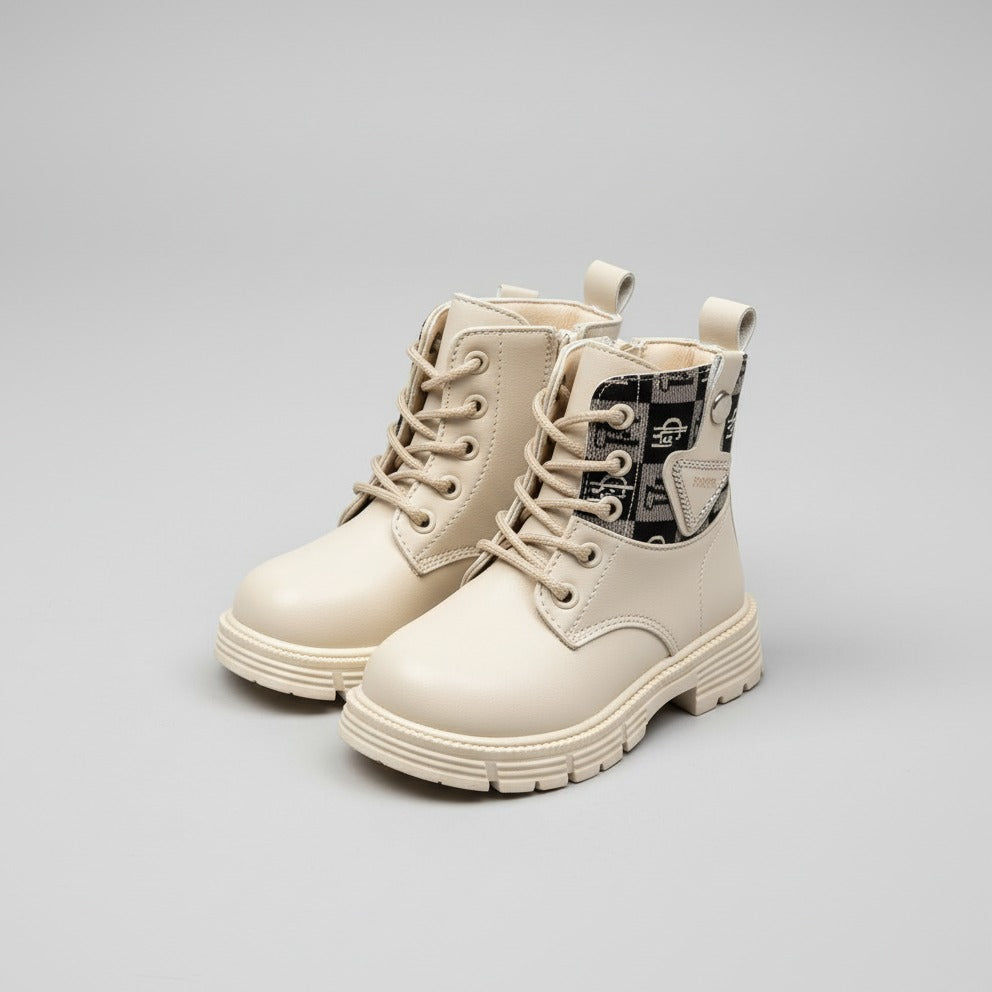 Boys’ lace-up ankle combat boots with chunky sole — Product image: