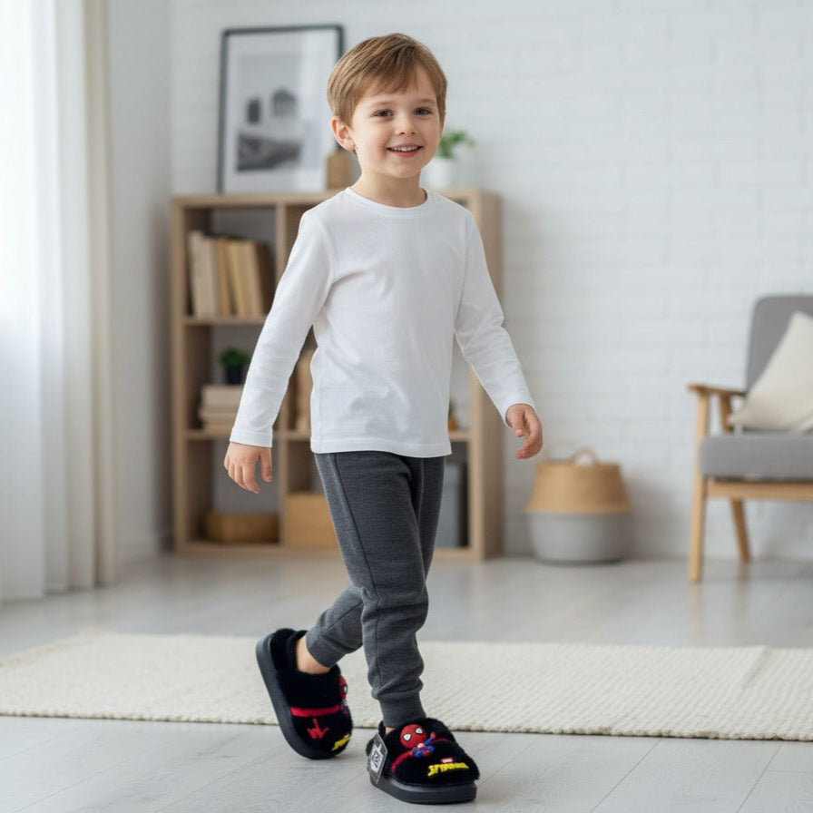 Boys' Fuzzy Spider-Man House Slippers — Product image: