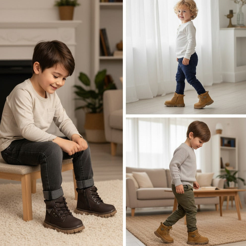 Boys' Rugged Lace-Up Ankle Boots — Product image:
