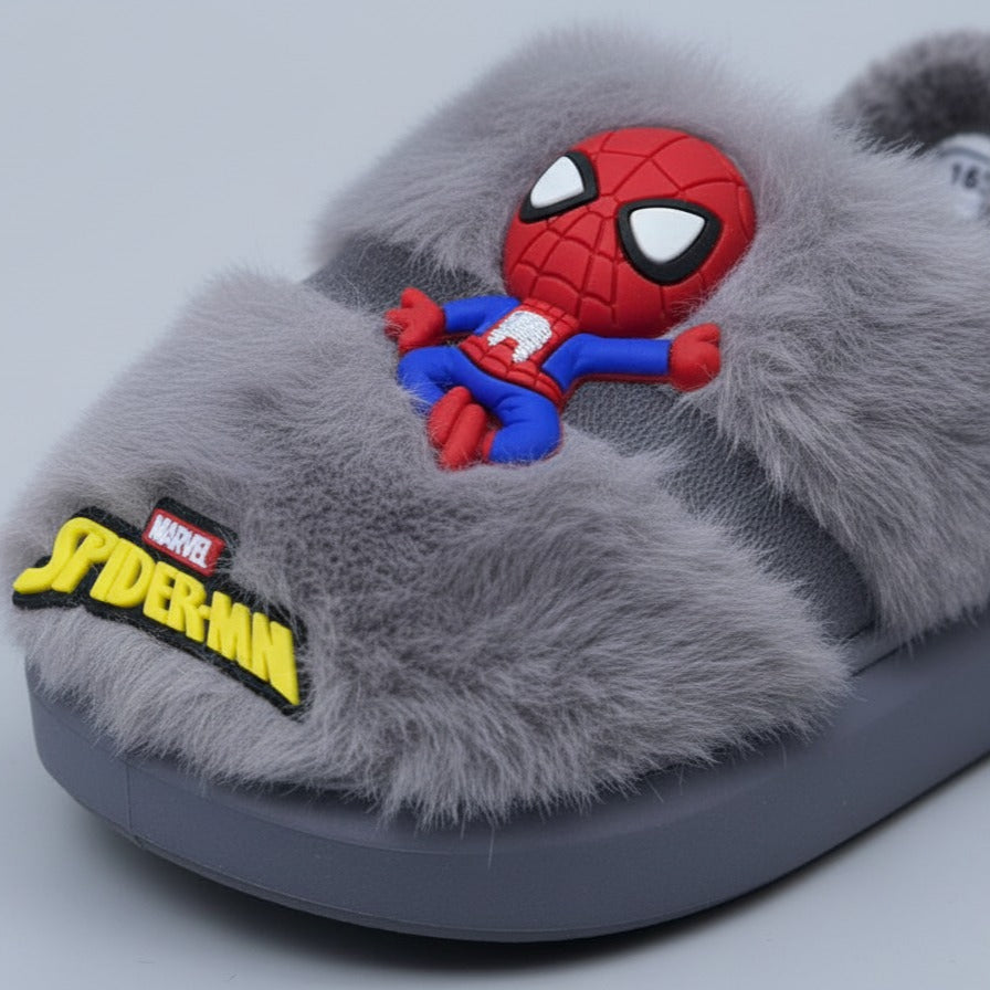 Boys' Fuzzy Spider-Man House Slippers — Product image: