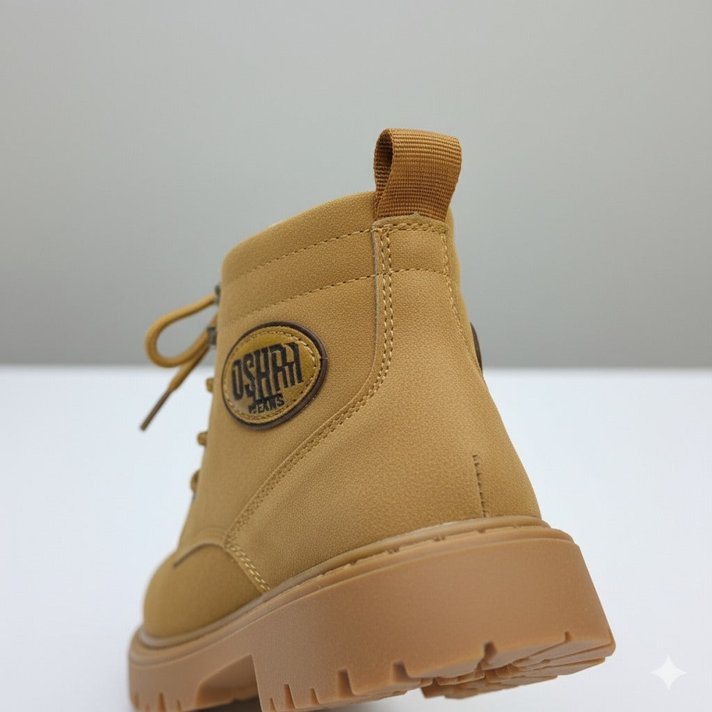Unisex Kids Lace-Up Ankle Boots with Side Zipper (Lug Sole) — Product image: