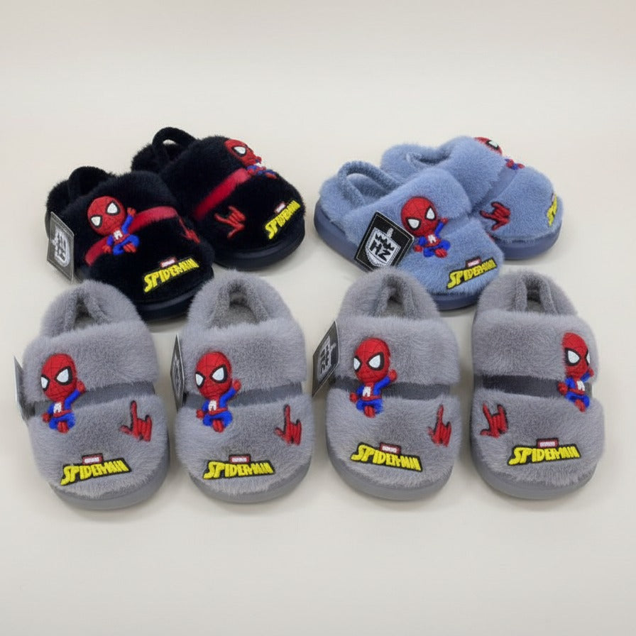 Boys' Fuzzy Spider-Man House Slippers — Product image: