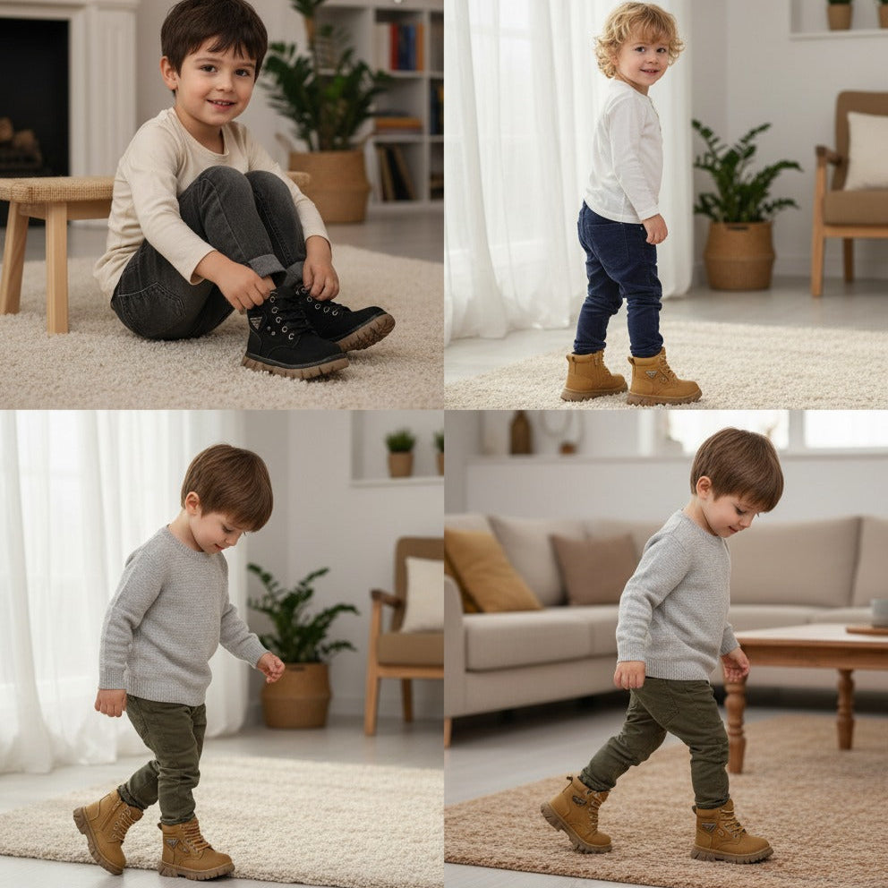 Boys' Rugged Lace-Up Ankle Boots — Product image:
