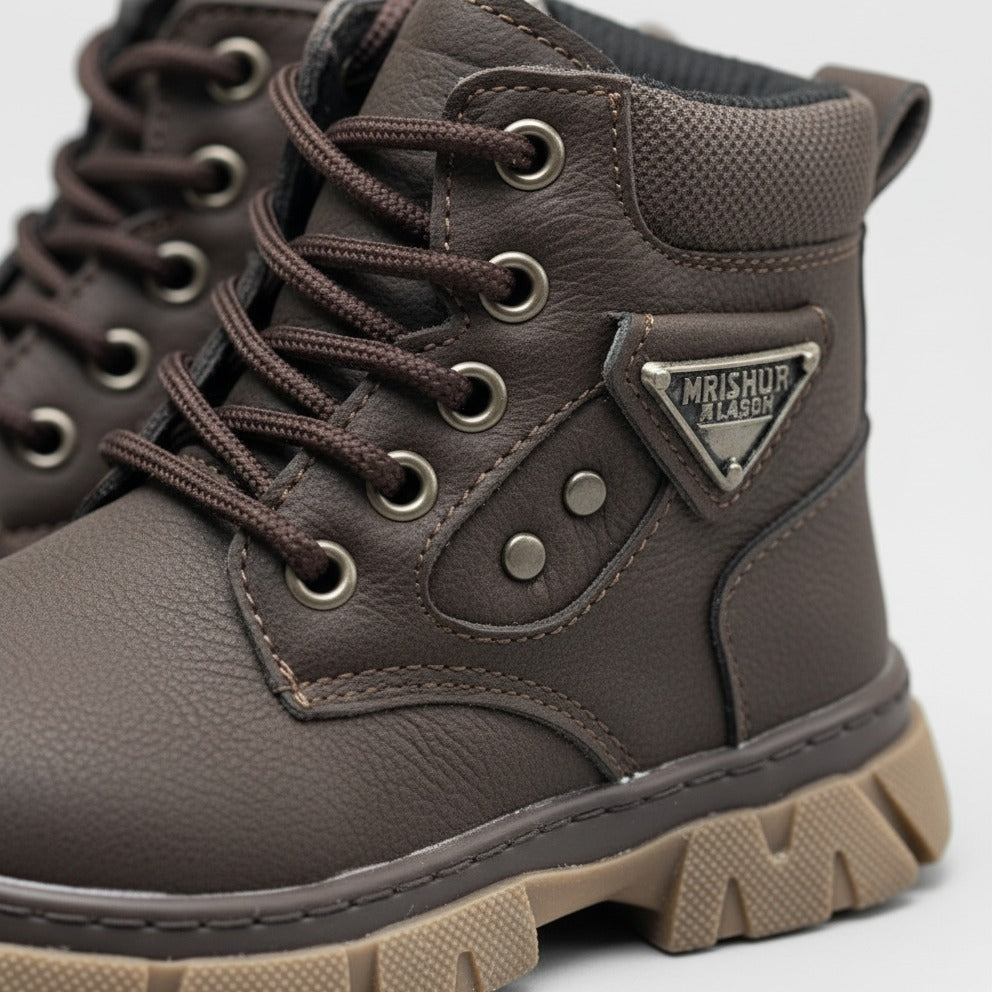 Boys' Rugged Lace-Up Ankle Boots — Product image: