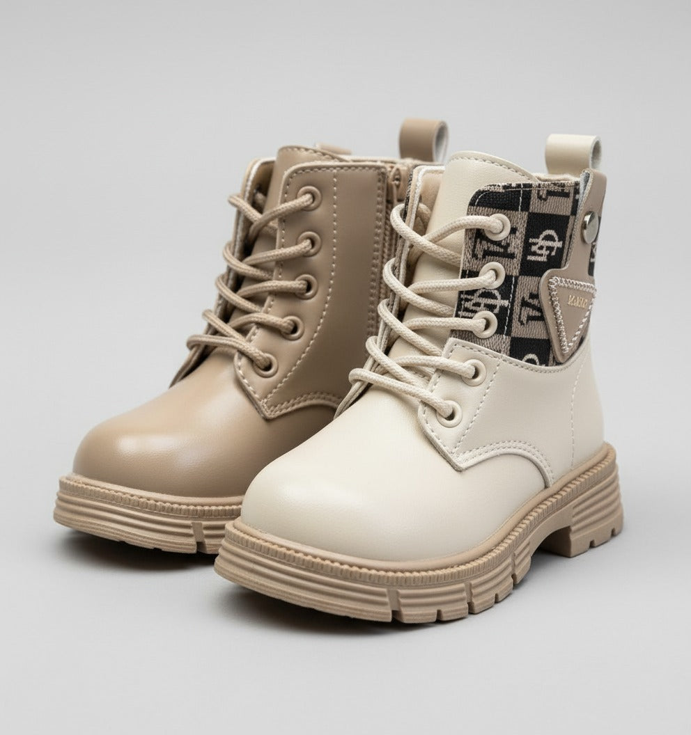 Boys’ lace-up ankle combat boots with chunky sole — Product image: