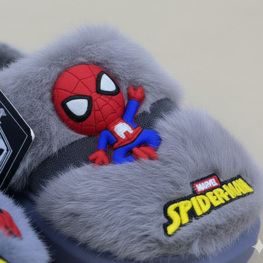 Boys' Fuzzy Spider-Man House Slippers — Product image: