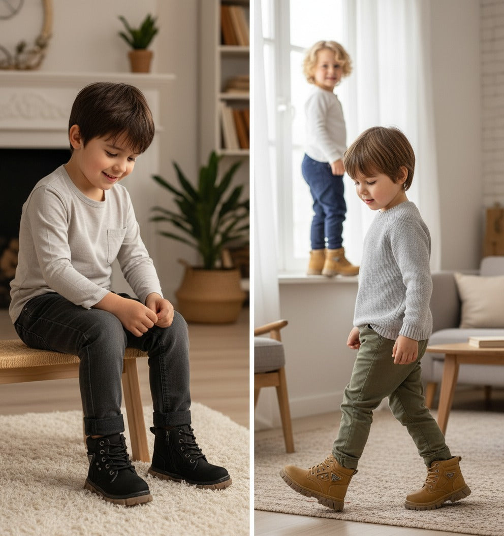Boys' Rugged Lace-Up Ankle Boots — Product image:
