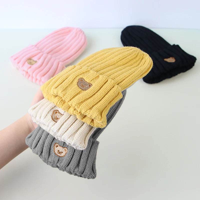 Adorable Bear Bliss: Cute Cartoon Soft Knit Beanies for Kids - Cozy Autumn & Winter Fashion - IRRAKIDS