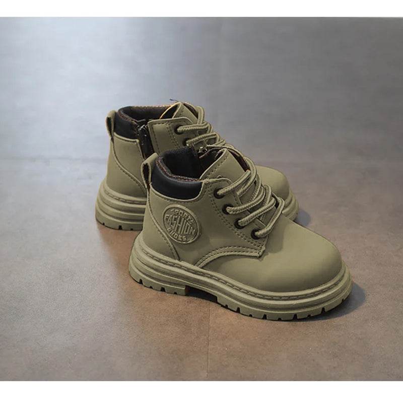 Comfort and Durability: Khaki Kids' Low Tube Zipper Boots for Boys and Girls - IRRAKIDS