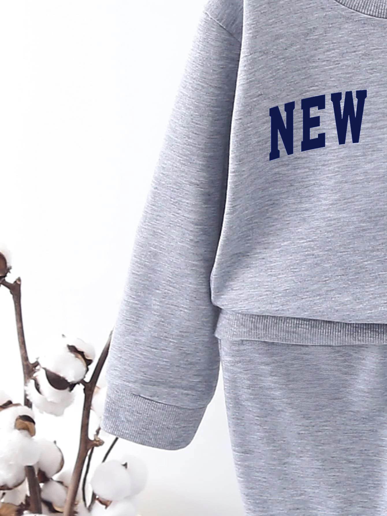 2 piece Light gray melange/New York: Cozy Cotton Tracksuit Set for Kids - Unisex - IRRAKIDS