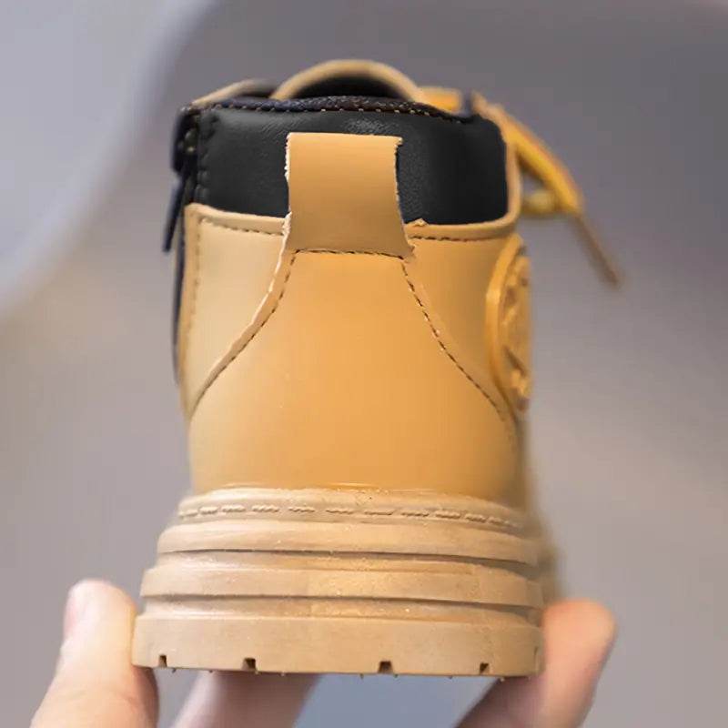 Comfort and Durability: Khaki Kids' Low Tube Zipper Boots for Boys and Girls - IRRAKIDS