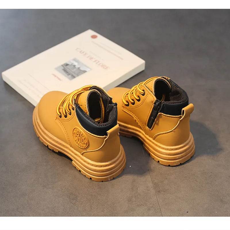 Comfort and Durability: Khaki Kids' Low Tube Zipper Boots for Boys and Girls - IRRAKIDS