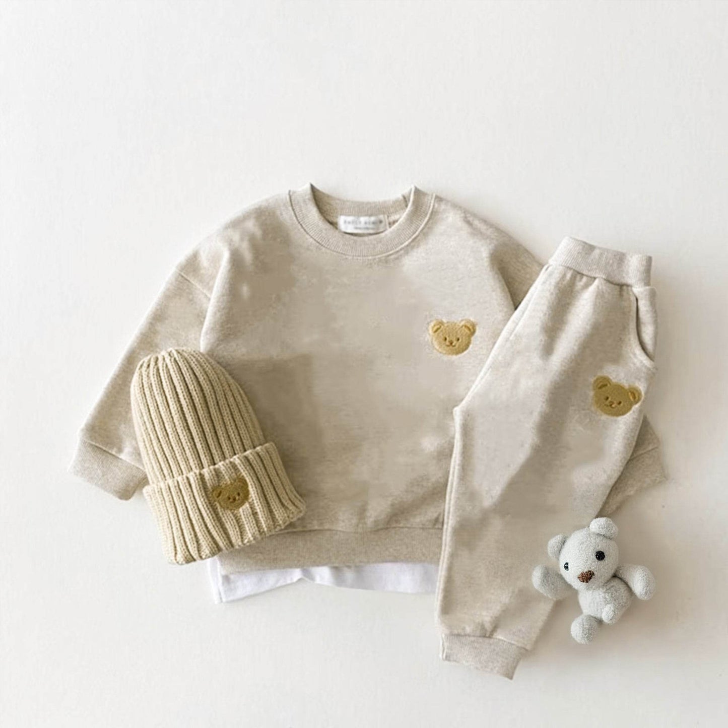 2 piece Teddy Bear Hug: Cozy Cotton Tracksuit Set for Kids - Unisex & cotton hat a free gift - IRRAKIDS