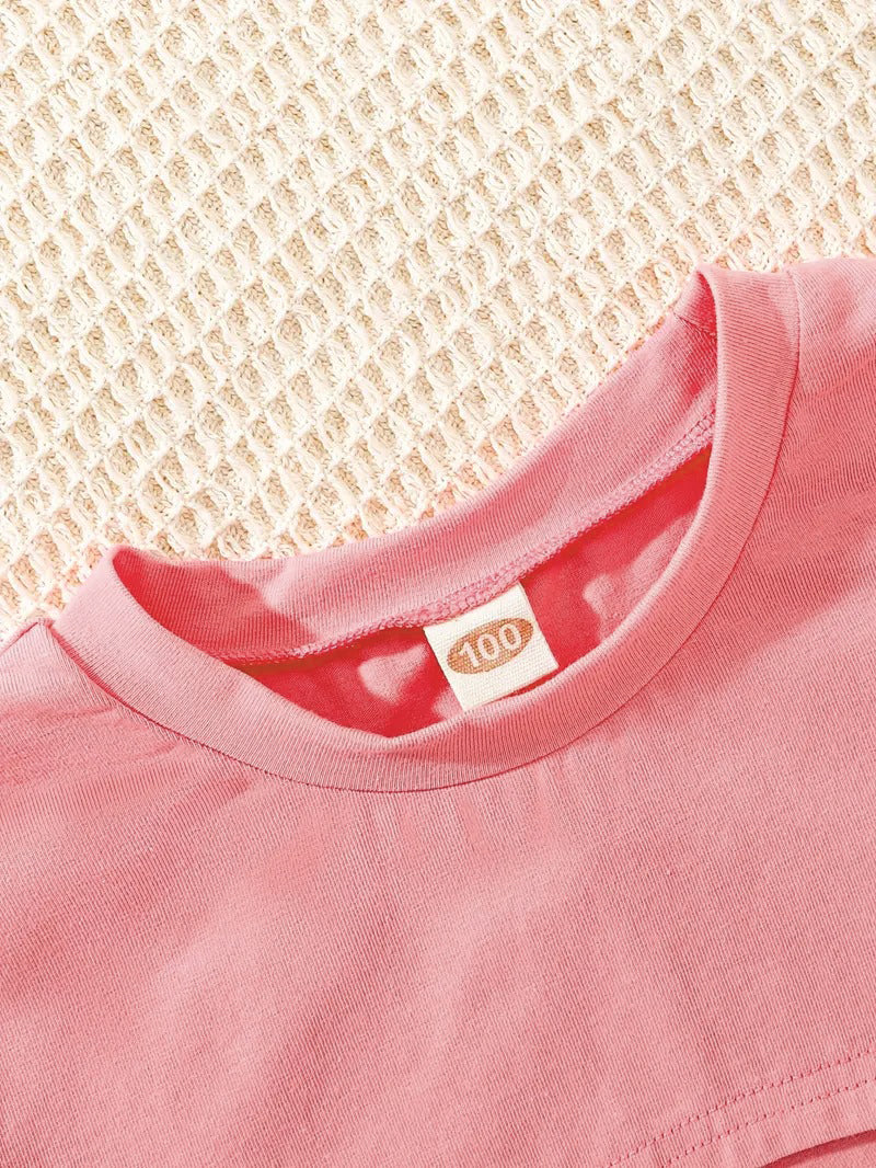 Tenue d'été 3 pièces Disney Stitch pour fille : ensemble haut court, débardeur et short pour s'amuser en plein air et se détendre.