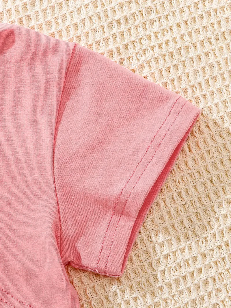 Tenue d'été 3 pièces Disney Stitch pour fille : ensemble haut court, débardeur et short pour s'amuser en plein air et se détendre.