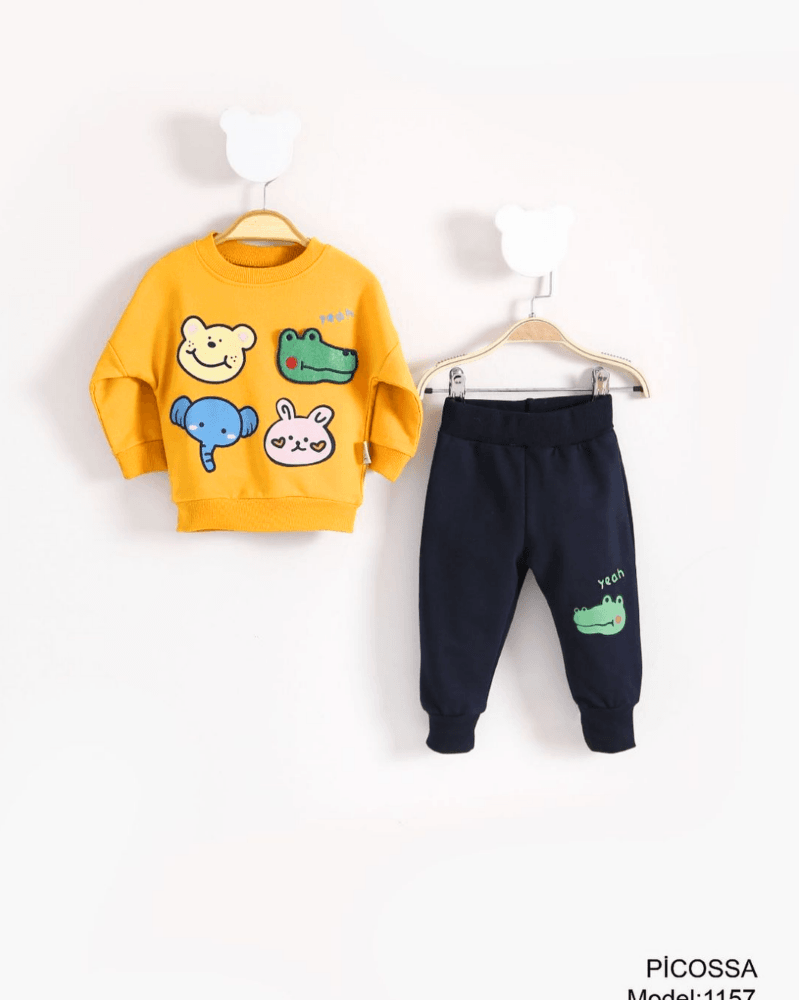 2pcs boy girls top and pants with beautiful Animal faces - IRRAKIDS