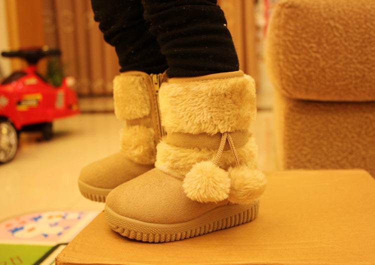 2022 New Winter Furry Boots with Cute Hairball School Warm Fur Shoes - IRRAKIDS