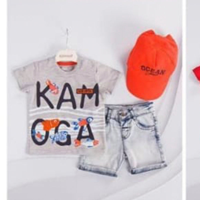 3 pièces essentielles pour les plaisirs d'été : t-shirt imprimé, short en jean et chapeau de soleil élégant