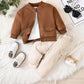 Stylish Baby Boy Suede Jacket & Cargo Pants Set – Cozy & Trendy Outfit for All Seasons - IRRAKIDS