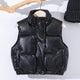 Winter Warmth Chic: Thick Padded PU Leather Vest