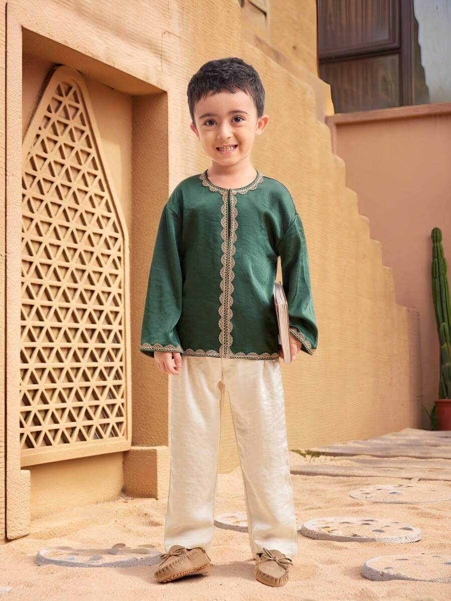 Festive Fusion: Modern and Traditional Long Sleeve Set for Young Boys - IRRAKIDS