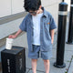 Toddler Boys 3-Piece Denim Summer Set: Shirt, T-shirt & Shorts