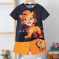 Little boys cartoon lion pattern short sleeve t-shirt set