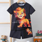 Little boys cartoon lion pattern short sleeve t-shirt set