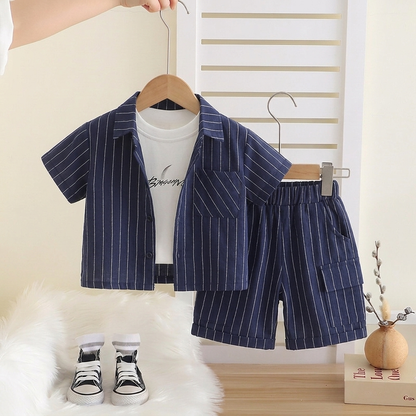 ✨ Trendy 3-Piece Summer Outfit Set for Boys – Casual Striped Style