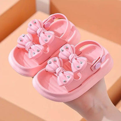 Trendy Cute Bowknot Open Toe Sandals For Girls, Breathable Non-slip Sandals For Indoor Outdoor Beach - IRRAKIDS