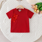 Girls Red Bow T-Shirt & Denim Shorts 2-Piece Summer Outfit Set