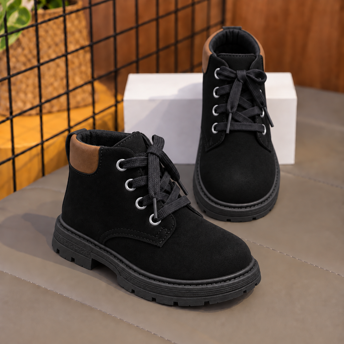 Kids’ Classic Lace-Up Ankle Boots — Everyday Style in Three Versatile Colors