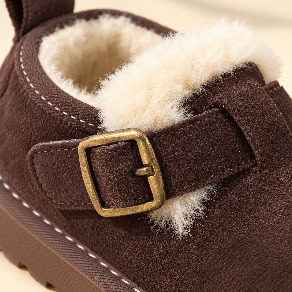 Chaussures montantes pour enfants, doublées de polaire, aspect daim, avec boucle classique et semelle épaisse pour des tenues d'automne et d'hiver ravissantes