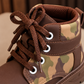 Kids’ Camouflage Lace-Up Ankle Boots with VIP Detail, Rounded Toe and Chunky Treaded Sole – Adventure-Inspired Style in Black, Brown and Camel