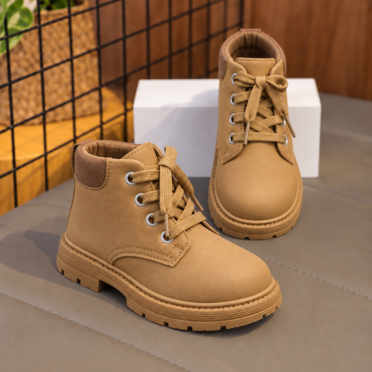 Kids’ Classic Lace-Up Ankle Boots — Everyday Style in Three Versatile Colors
