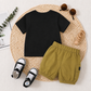 2pcs Baby Boy Dinosaur Print Glasses Tee & Cargo Shorts Summer Set,