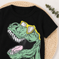 2pcs Baby Boy Dinosaur Print Glasses Tee & Cargo Shorts Summer Set,
