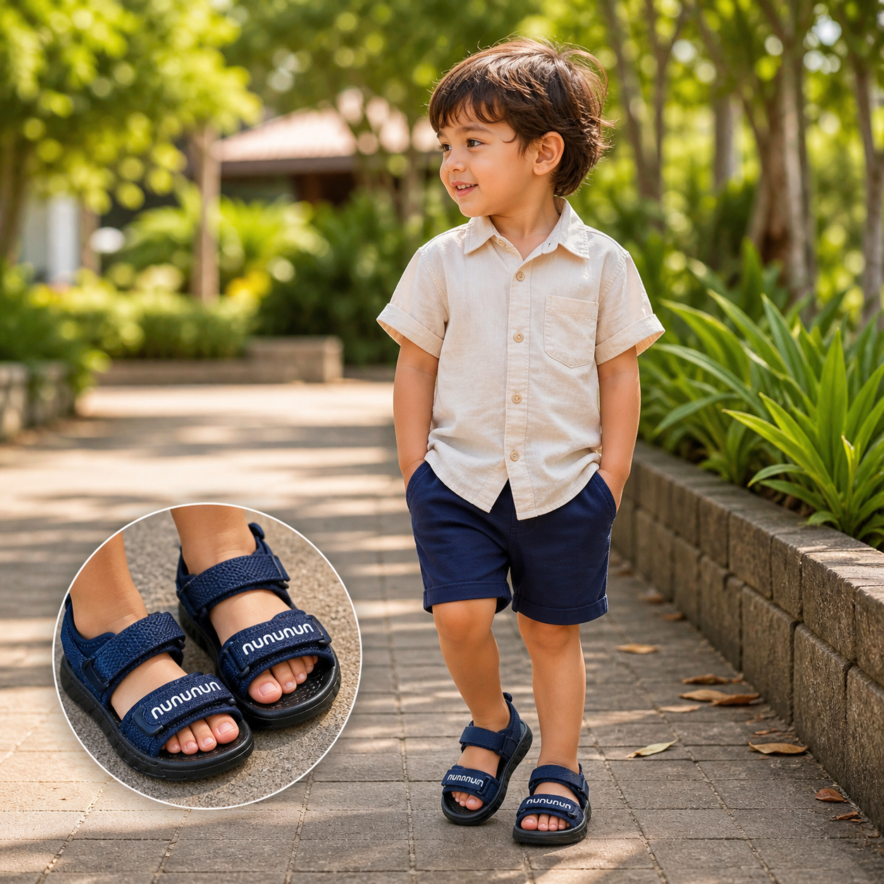 Sandales sport légères pour enfants – Chaussures d'été ajustables à scratch