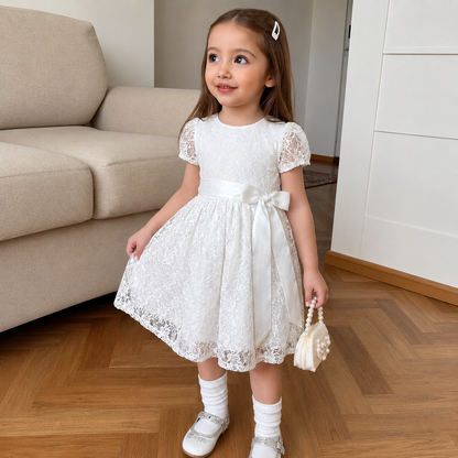 Elegant White Lace Princess Dress Set for Girls ✨