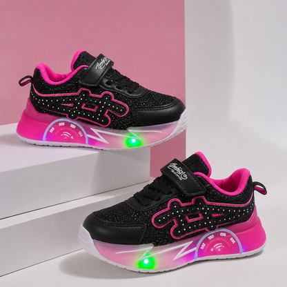 Kids’ LED Light-Up Sneakers – Breathable Mesh, Velcro Closure & Cushioned Sole